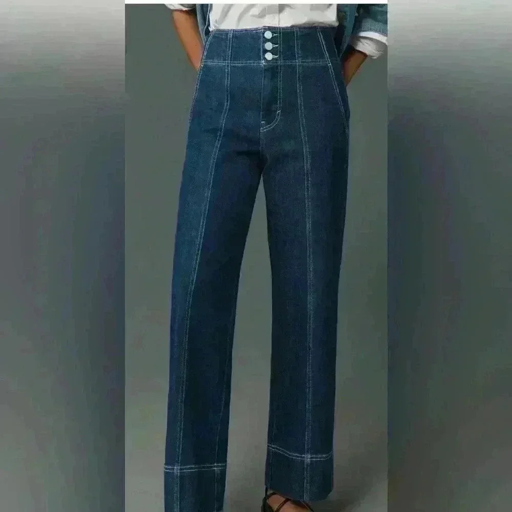 NWOT Anthropologie Pilcro Seamed High-Rise Flare Jeans size 30 P